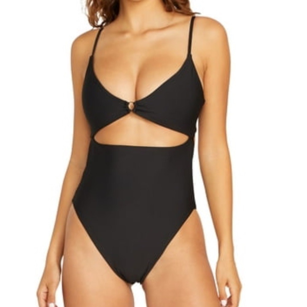 VOLCOM NWT simply seamless black cut out one piece swimsuit